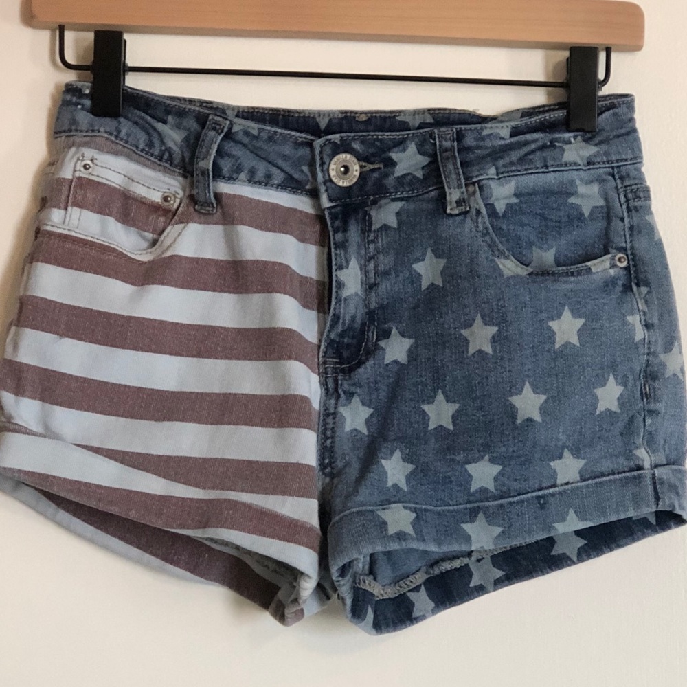 Faded Stars and Stripes denim shorts